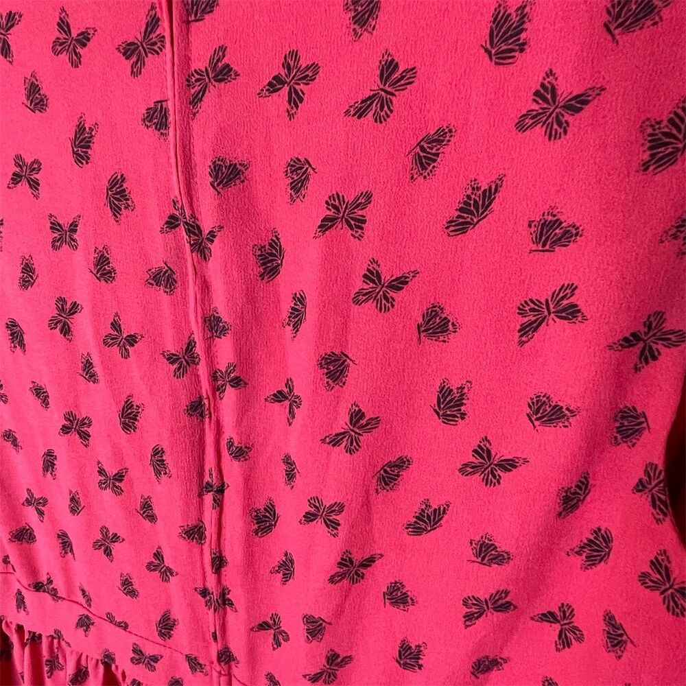 Torrid Women's Plus Size 14 Pink Butterfly V-Neck Fit & Flare Dress - Picture 4 of 6